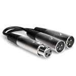 Hosa Y Cable, Dual XLR3M to XLR3F, 6 in