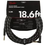 Fender Deluxe Instrument Cable (Straight - Right Angle), Tweed, 18.6'