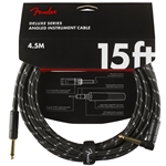 Fender Deluxe Instrument Cable (Straight - Right Angle), Tweed, 15'