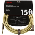 Fender Deluxe Instrument Cable (Straight - Right Angle), Tweed, 15'