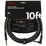 Fender Deluxe Instrument Cable (Striaght - Right Angle), Tweed, 10'