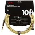 Fender Deluxe Instrument Cable (Straight - Right Angle), Tweed, 10'