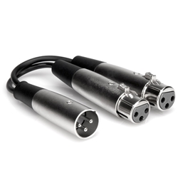 Hosa Y Cable, Dual XLR3F to XLR3M, 6 in