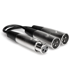 Hosa Y Cable, Dual XLR3M to XLR3F, 6 in