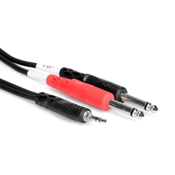 Hosa Stereo Breakout, 3.5 mm TRS to Dual 1/4 in TS, 3 ft