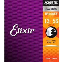 Elixir 11102 Acoustic 80/20 Bronze Nanoweb, Medium