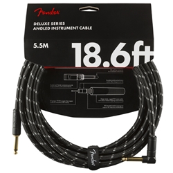 Fender Deluxe Instrument Cable (Straight - Right Angle), Tweed, 18.6'