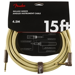 Fender Deluxe Instrument Cable (Straight - Right Angle), Tweed, 15'