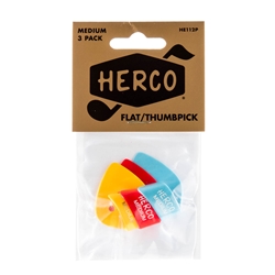 Herco Flat Thumb Picks, Med, 3 Pack