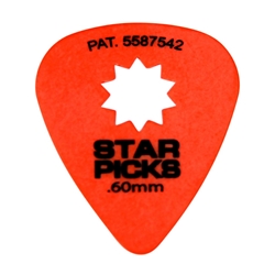 Everly Star Picks, .60mm, Orange, 12 Pack