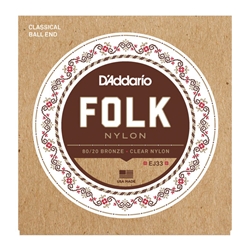 D'Addario Folk Nylon Ball End Classical Guitar Strings