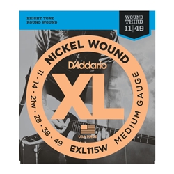 D'Addario EXL115W Nickel Wound Electric Guitar Strings Medium/Blues-Jazz Rock Wound 3rd